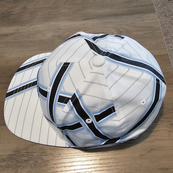 Vtg North Carolina Tar Heels Fitted Flat Bill Hat White Striped UNC NCAA L/XL - Picture 7 of 11